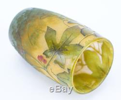 Art Nouveau Period Daum Nancy Cameo Glass Miniature Vase Berry Vine