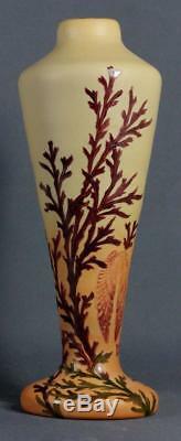 Art Nouveaue Huge 39cm cameo glass vase Algues sealife pattern signed Legras