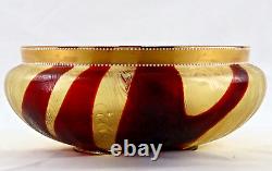 Attributed to Mont Joye Cameo Art Glass Bowl 9-1/4 Wide