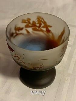 Authentic Signed Galle Cameo Glass Footed Vase/compote Ca. 1910 Mint