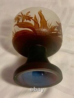Authentic Signed Galle Cameo Glass Footed Vase/compote Ca. 1910 Mint