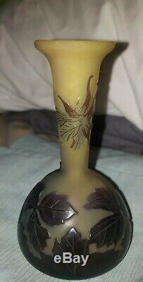 Authenticated Signed Small Early 1900's Original Galle Vase 12cm. Valued $1000