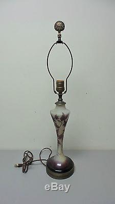 BEAUTIFUL AUTHENTIC EMILE GALLE' FRENCH CAMEO ART GLASS LAMP, c. 1900