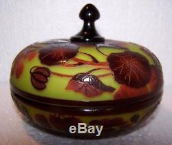 BEAUTIFUL! D'ARGENTAL FRENCH CAMEO GLASS COVERED DRESSER BOX or POWDER JAR