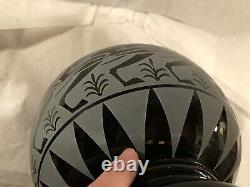 BLACK Panther from Pilgrim Art Glass by Kelsey Murphy Sand Carved Cameo Urn Vase