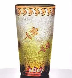 Baccarat St Louis Gold Detail Amber Acid Etch Cameo Cut to Clear Glass 3