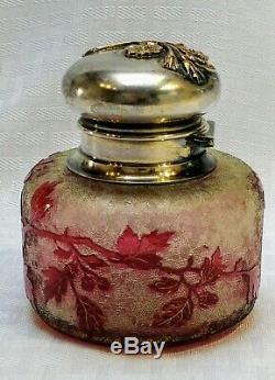 Baccarat St. Louis cameo crystal cranberry antique glass inkwell