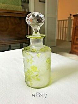 Baccarat perfume bottle, acid etched crystal Eglantier, Cameo Green Chartreuse