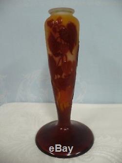 Beautiful Authentic Galle Cameo Glass Lamp Base, Signed