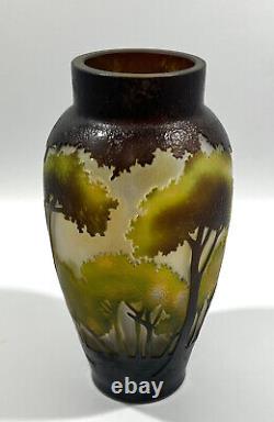 Beautiful Galle / Nancy Daum Style Vintage Art Nouveau Cameo Landscape Glass Vas