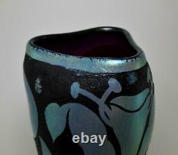 Beautiful KRALIK Iridescent Cameo Art Glass Vase c. 1900-1910 Loetz Era RareDecor