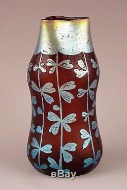 Beautiful Rare LOETZ DEK 292 Etched Cameo Iridescent Art Glass Vase circa 1902