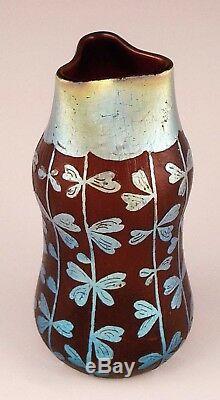 Beautiful Rare LOETZ DEK 292 Etched Cameo Iridescent Art Glass Vase circa 1902