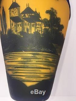 Beautiful Richard Loetz Cameo Glass Vase Castle And Lake Landscape 7