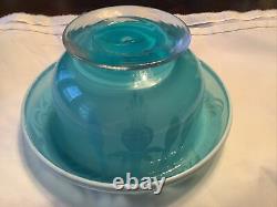 Beautiful Thomas Webb Cameo Blue Iris Motif Blown Glass Bowl