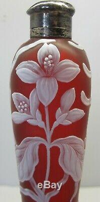 Beautiful Web Cameo Laydown Art Glass Scent/ Cologne /perfume Bottle