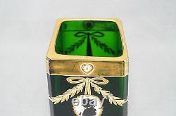 Bohemian Josef Riedel Emerald Glass Cameo Silhouette Hand Enameled Vase C. 1900