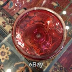 Bohemian Ruby Glass Cameo Portrait Vases-Pair