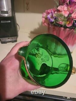 Bohemian green Bohemian art glass cameo pitcher 1225 height very nice condition