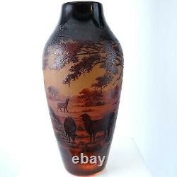 C1910 St Louis D'Argental French Scenic Cameo Glass Vase with Shepherd Scene 11