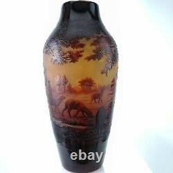C1910 St Louis D'Argental French Scenic Cameo Glass Vase with Shepherd Scene 11