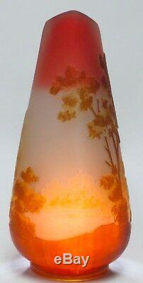Ca. 1900 Original Emile Galle French Cameo Art Glass Landscape Vase
