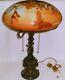 Ca. 1910 Arts & Crafts Iron Lamp withLarge Butterfly Loetz Cameo Glass Shade