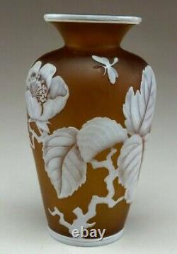 Cameo Art Glass Amber Vase