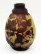 Cameo Art Glass Embossed Vase with with Cherries Signed Galle Tip