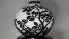Cameo Art Glass Vase Black White Branches U0026 Leaves MID Century Style Galle