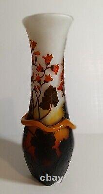 Cameo Art Nouveau Art Glass Vase 12 3/4 Autum Shades