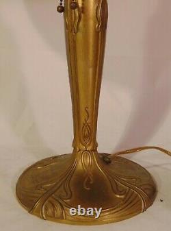 Cameo Art Nouveau Glass Caramel Table Lamp Custard Engraved Flowers