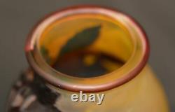 Cameo Galle Blow-Out Overlay Glass Cherry Vase Circa 1900 Antique Art