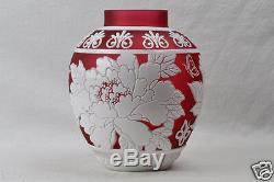 Cameo Ginger Jar/Vase Cranberry Nectar White Crystal (CC10044) Chris Carpenter