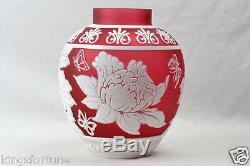 Cameo Ginger Jar/Vase Cranberry Nectar White Crystal (CC10044) Chris Carpenter