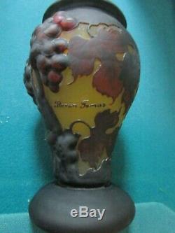 Cameo Glass Art Deco Vase With 2 Signatures Galle And Baron Tomas