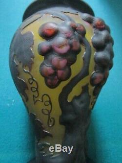 Cameo Glass Art Deco Vase With 2 Signatures Galle And Baron Tomas