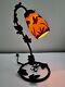 Cameo Glass Galle Style Tabletop Lamp Butterfly Pattern Art Deco