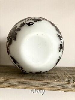 Cameo Vase art glass white satin raised relief floral