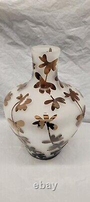 Cameo art glass vase frosted glass Mirrored brown glass 12 inch