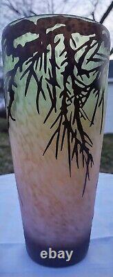 Charles Schindler (Inspired) Pate fe Verre Art Deco Cameo Glass Vase, Green