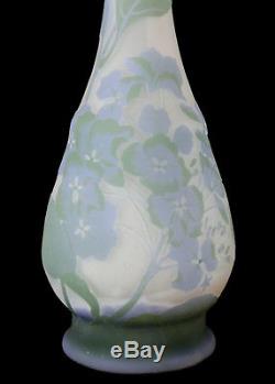 Charming Galle Art Glass Etched 3-Color Large Cameo Vase, c. 1880. Signed