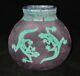 Clair Raabe Vase with Lizards, Geckos, Sand Blasted, Cameo Glass, Southwest 1993