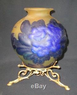 Colossal Cameo Glass Vase/bowl Art Nouveau- Bronze Standgalle Signature
