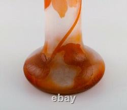 Colossal antique Emile Gallé vase in frosted and orange art glass. 1890's