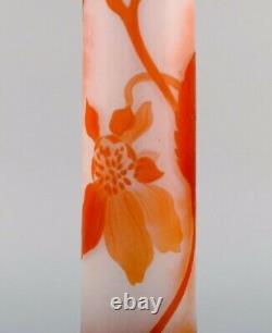 Colossal antique Emile Gallé vase in frosted and orange art glass. 1890's