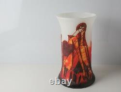 Contemporary Cameo Glass Vase, in the style of Galle. Art Nouveau style figure