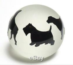 Correia Art Glass Dog Cameo Paperweight
