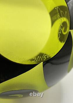 Correia Art Glass Ltd. Ed. Chartreuse & Black Cameo Bowl 8412 Signed #211/500