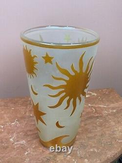Correia Signed Modern Art Deco Cameo Glass Vase Iridescent Gold Sun